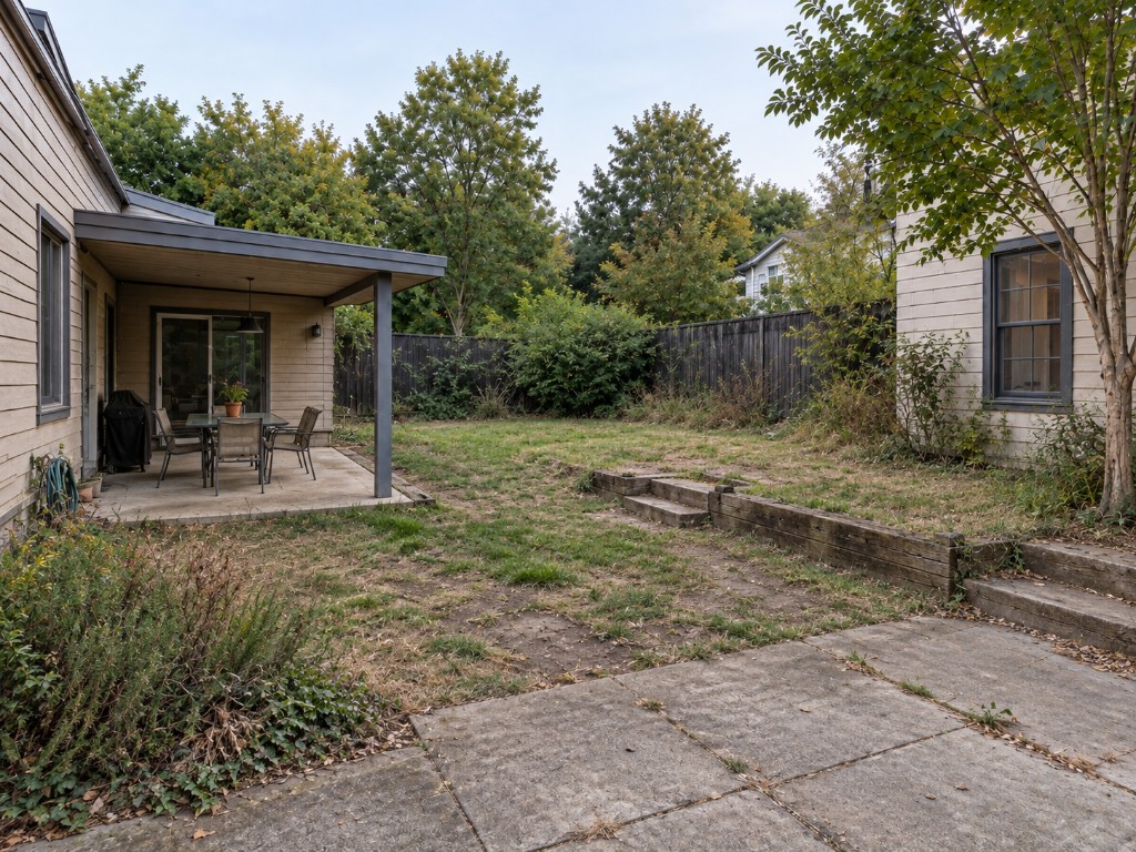 The same backyard before landscape design